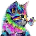 thumbnail image 1 of Pintura al óleo de bricolaje por números Juego de números Decoración de pintura de 16x20 pulgadas con pincel (sin marco) (gato mariposa),11 Feliz Sencillez, 1 of 5