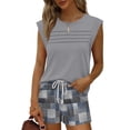 thumbnail image 4 of Two Piece Sets for Women Trendy Short Sets Beach Vacation Clothes Airport Travel Cruise Summer Outfits Gray M, 4 of 6