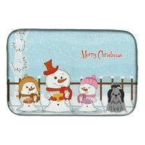 Merry Christmas Carolers Shih Tzu Black Silver Dish Drying Mat
