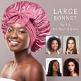thumbnail image 3 of Satin Bonnet with Tie Band, Silk Hair Bonnet for Sleeping Women, Sleep Bonnets for Women, Silky Double Layer Sleep Cap for Curly Hair Braids, 3 of 9