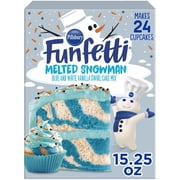 Pillsbury Funfetti Melted Snowman Blue and White Vanilla Swirl Cake Mix, 15.25 oz Box