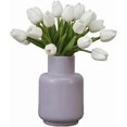 thumbnail image 2 of 10 tulipanes artificiales de seda, aspecto real, con tallos para decoración del hogar, bodas, fiestas, festivales, 2 ramos, color blanco, 2 of 4