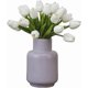 thumbnail image 2 of 10 tulipanes artificiales de seda, aspecto real, con tallos para decoración del hogar, bodas, fiestas, festivales, 2 ramos, color blanco, 2 of 4