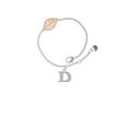 thumbnail image 1 of Delight Jewelry Silvertone Large Initial - D - - Rose Goldtone Leaf Delicate Bracelet, 6.25+1.75", 1 of 4