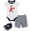 Hudson Baby Unisex Baby Cotton Bodysuit, Shorts and Shoe Set