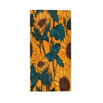Bath Towel Single-Sided Printed Highly Absorbent Soft Quick Towel for Bathroom Spa Gym & Sports Sunflower