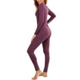 thumbnail image 6 of Thermal Underwear Sets for Women Slim Fitted Long Sleeve Crew Neck Top and Leggings Pant Fall Winter Outfits (XL, Purple), 6 of 7