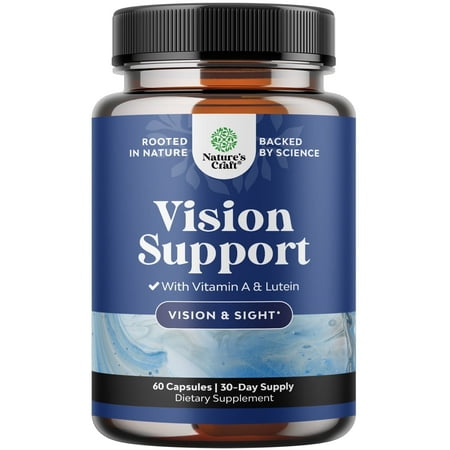 Complete Eye Health Supplement for Adults - Lutein 20mg per serving Eye Vitamins for Vision Dry Eyes Pressure and Blue Light Protection with Beta Carotene and Bilberry Extract for Eyes