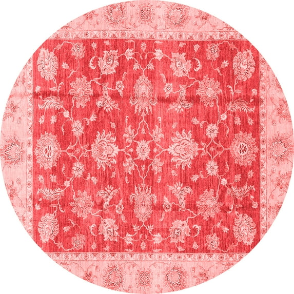 Ahgly Company Indoor Round Abstract Red Modern Area Rugs, 4' Round
