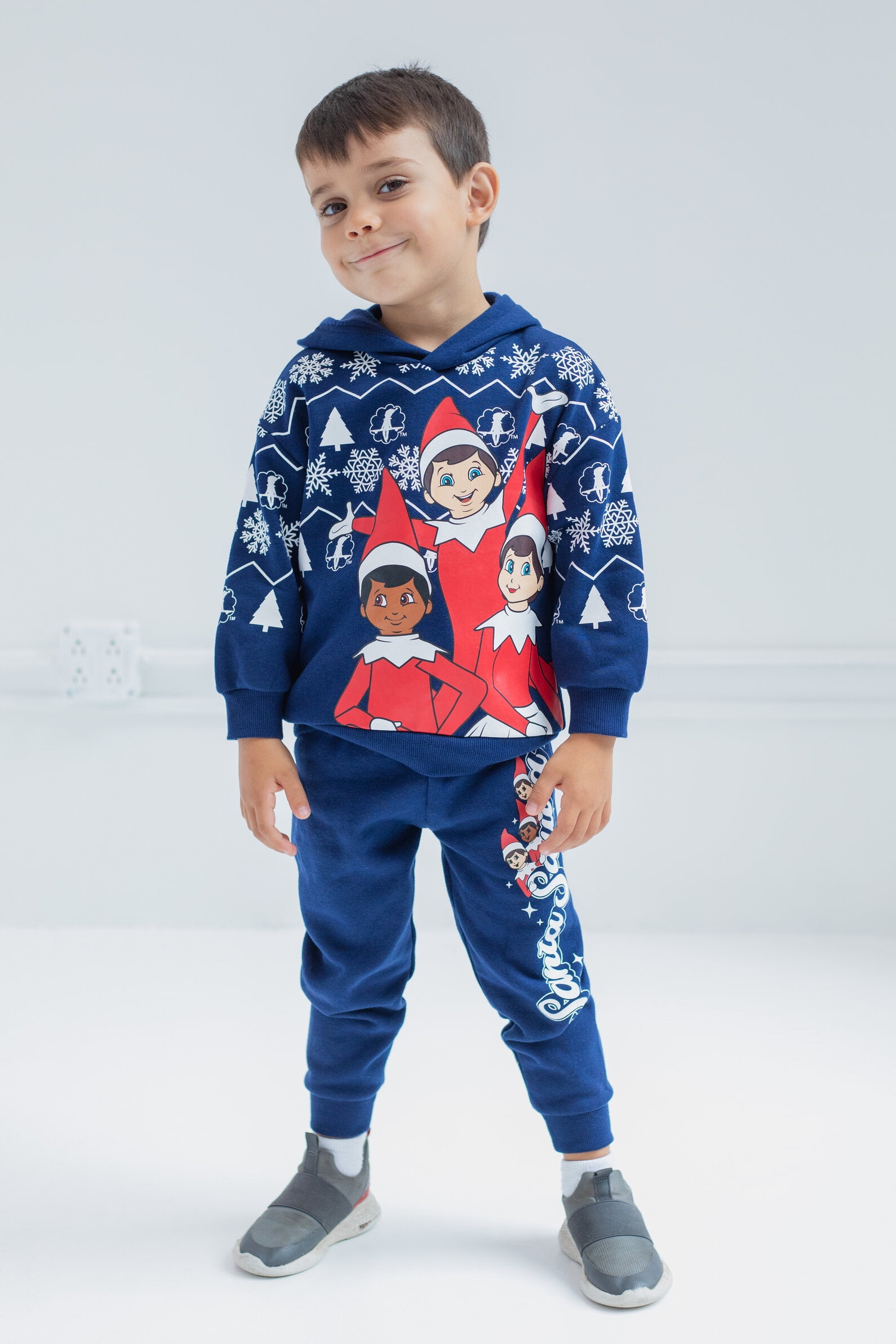 The Elf on the Shelf Christmas Big Boys Fleece Hoodie and Pants Outfit Set Blue 18-20
