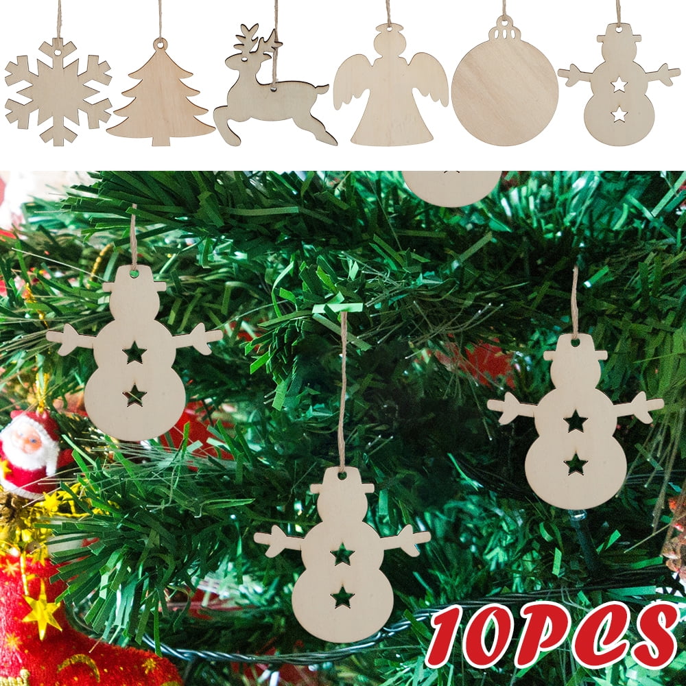 30pcs MDF Wooden Christmas Tree Shape Xmas Hanging Decorations Blanks Craft Gift 