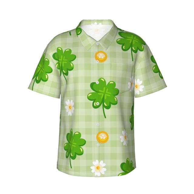 Balery St Patrick's Day11 Camisas hawaianas de manga corta para hombre, camisas playeras de corte holgado, camisas de vacaciones con botones,Small