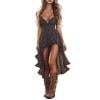 MOJOGO Sleeveless Midi Dresses for Women Casual Floral Dress Flowy Spring Summer Dresses Trendy High Low Dress Black 2XL