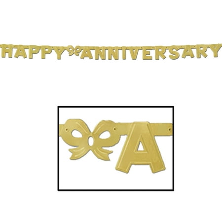 Happy Anniversary Gold Jointed Letter Banner