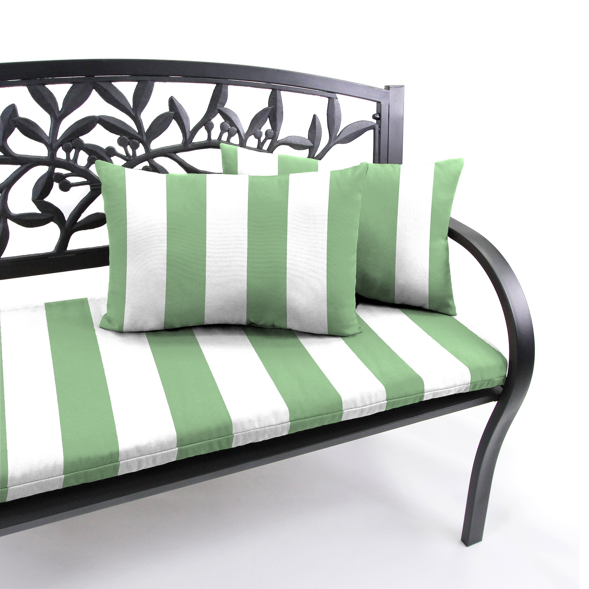 Jordan Manufacturing 14" x 20" Awning Cucumber Green Stripe Rectangular Outdoor Lumbar Throw Pillow (2 Pack)