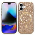 thumbnail image 6 of Magnetic Glitter Case for iPhone 17, Luxury Shining Bling Phone Case Compatible with Mag-Safe for Women Girls, Wireless Charging Support Shockproof Cover for iPhone 17, Gold, 6 of 6