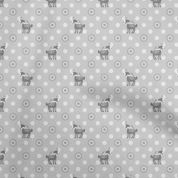 oneOone Rayon Light Gray Fabric Animal Dress Material Fabric Print Fabric By The Yard 56 Inch Wide