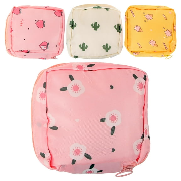 HIAKDOFT 4Pcs Cloth Tampon Bag Sanitary Napkin Pouch Assorted Color For Women Girls Travel Storage