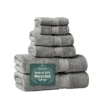 Seed & Stone Ultra-Soft 30% Recycled Cotton Bath Towels, 100% Cotton, 6-Piece Towel Set, Gray