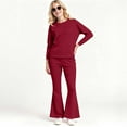 thumbnail image 2 of Splozh 2Pcs Girls Clothes Girls 2 Piece Set Fall Spring Outfits Lounge Sets Long Sleeve Top Wide Leg Pants Sweatsuit Clothing Set Wine,10-11 Years, 2 of 6