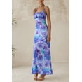 thumbnail image 2 of Vestido largo PRETTYGARDEN para mujer, ajustado con estampado floral, color morado orquídea, 2 of 9