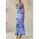 thumbnail image 2 of Vestido largo PRETTYGARDEN para mujer, ajustado con estampado floral, color morado orquídea, 2 of 9