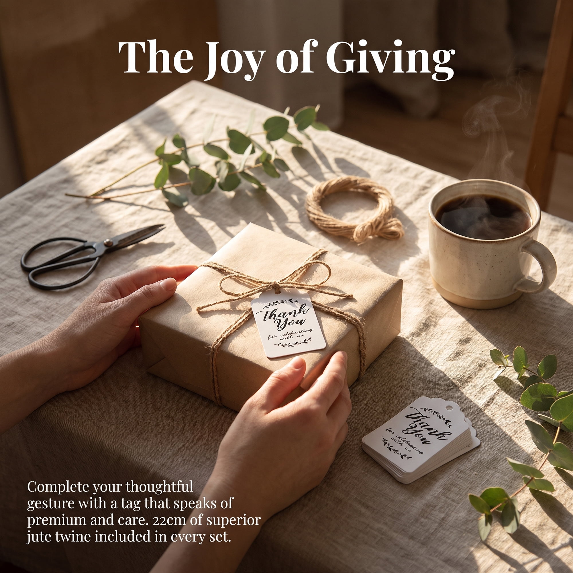 Unique Bargains Gift Tags with Natural Twine for Gifting and Events 1.2" x 2" White