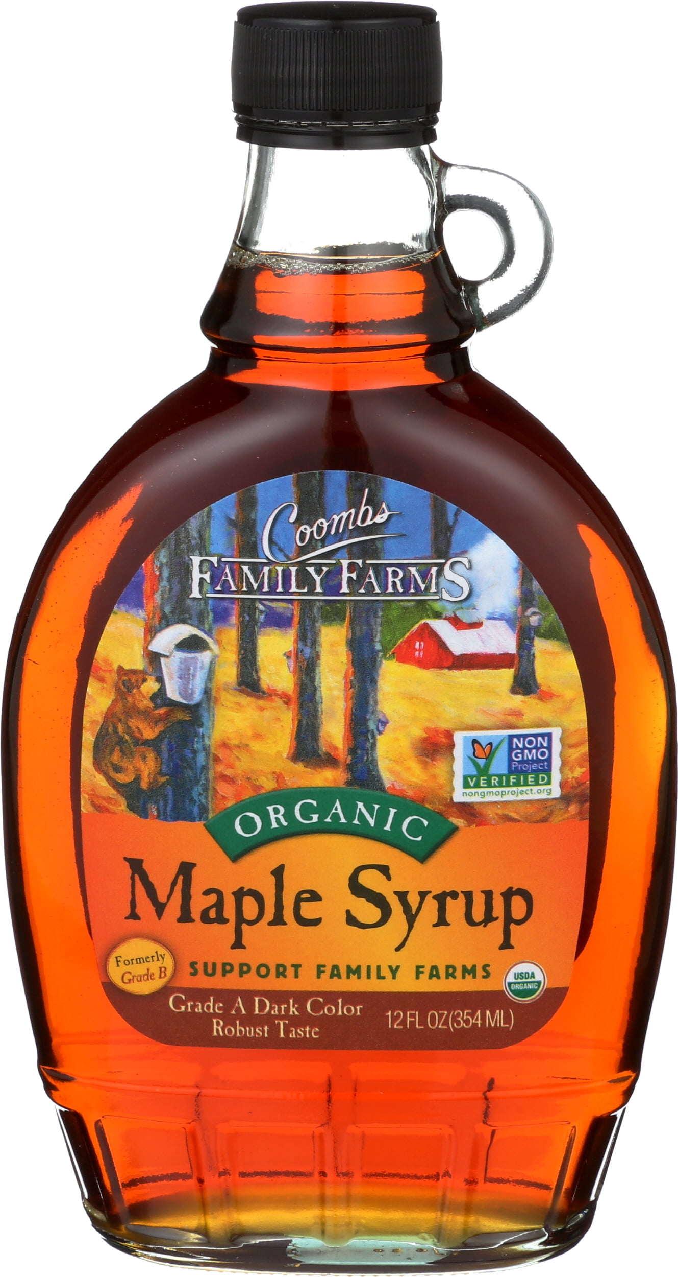 Pack of 12, Coombs Family Farms Grade A Dark Color Maple Syrup, 12 fl oz