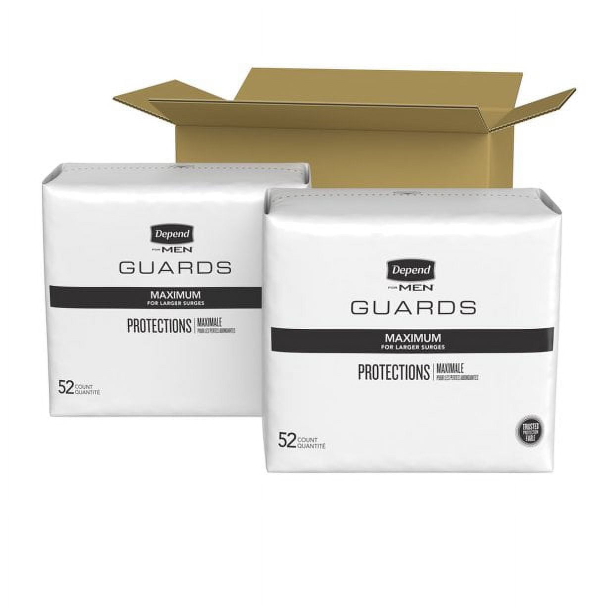 Depend Guards For Men Maximum Absorbency Pads, 52 Ct, 2 Pack