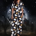 thumbnail image 5 of Halloween Pajamas Women Set Casual Relaxed Fit Lightweight Ghost Pumpkin Print Button down Short Sleeve with Pants Outfits Soft Comfy Sleepwear 2 Piece Lounge Set, 5 of 7