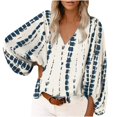 thumbnail image 1 of EQWLJWE Blouses à Manches Longues pour Femmes Chemise Ample Confortable Col en V Mode Imprimé Manches Lanterne, 1 of 5