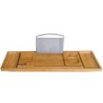 thumbnail image 2 of Bathtub Tray with Non-Woven Stand, Bamboo Spa Bath Tray Organizer, Tray Bookshelf, Non-Slip Bottom, Retractable Sides, 2 of 8