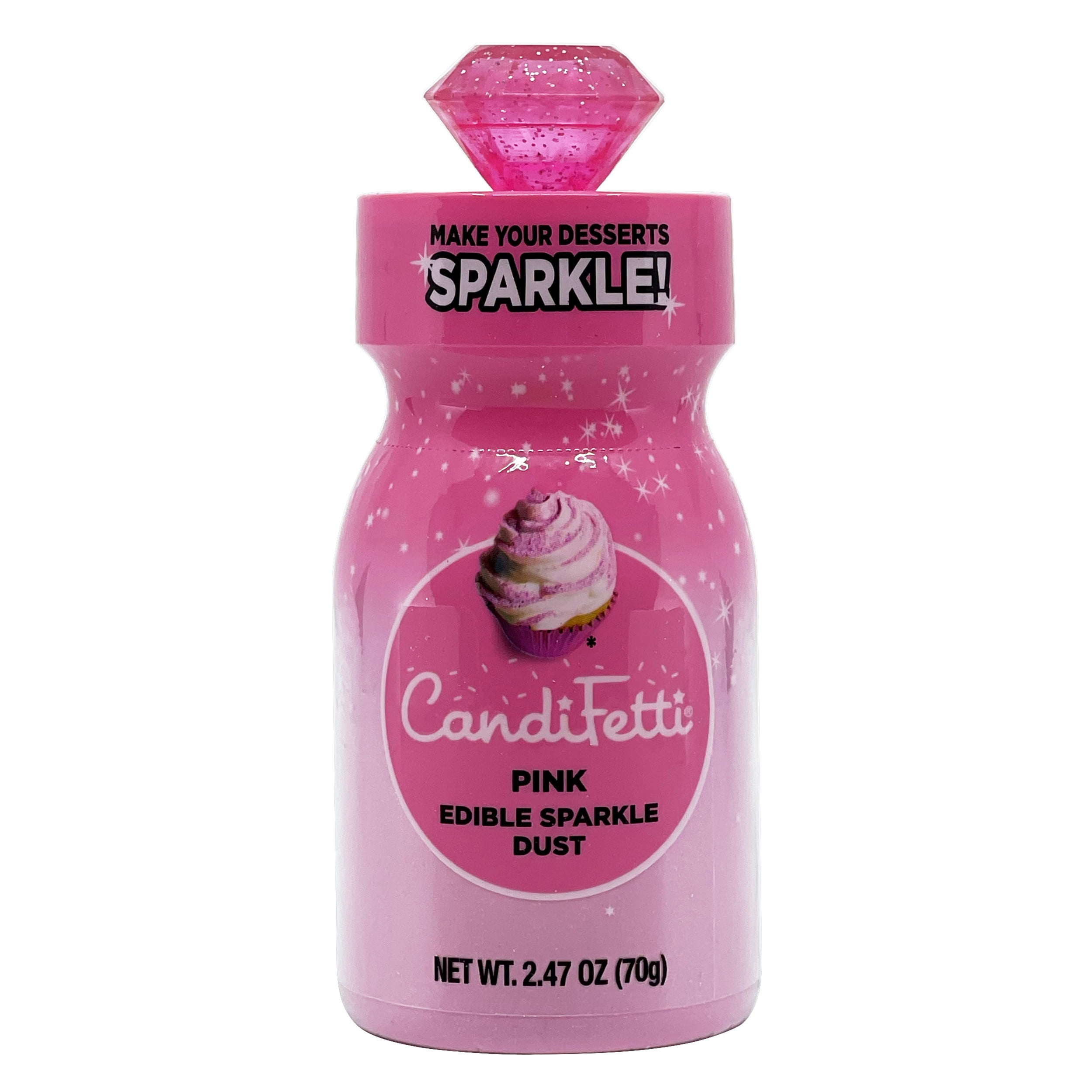 (3 pack) CandiFetti Pink Edible Sparkle Dust, Dessert Sprinkles, 2.47 oz