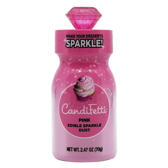 CandiFetti Pink Edible Sparkle Dust, Dessert Sprinkles, 2.47 oz