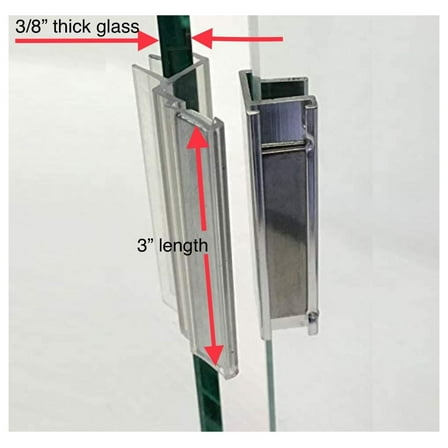 Clear Polycarbonate U-Channel with Magnet and Chrome Metal Strike Plate for 3/8" Glass Shower Doors