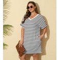 thumbnail image 6 of Daystry Women's Striped Fashion V Neck Loose Short Sleeve T Shirt Dress with Pocket for Women, 6 of 13