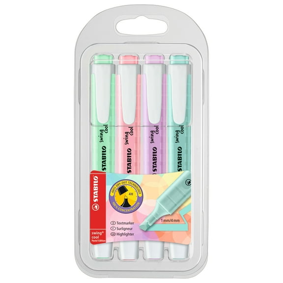 STABILO swing cool Highlighter Wallet Set, 4-Color, Pastel
