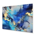 thumbnail image 2 of Designart "Luxury Blue and Gold Abstract Fluid Art I" Fractals Metal Art Print, 2 of 5