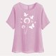 thumbnail image 4 of Vestidos Casuales Para Mujer, Blusas De Mujer De Moda Camisetas estampadas de moda para mujer, blusas casuales de lino holgadas de manga corta con cuello redondo y raglán, 4 of 7