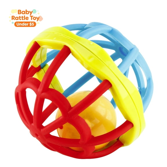 Soft Baby Rattle Ball Teether Toy, Infant Easy-Grasp Sensory Puzzle Ball with Built-in Jingle Bell, Baby Rattles Toys for 0-6 Months, Early Developmental Travel Parent-Child Interactive Birthday Gift