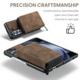 thumbnail image 4 of SaniMore Case for Samsung Galaxy Z Fold 5 7.6" 2023, PU Leather Case Detachable Magnetic Zipper Wallet Card Slots Kickstand Wireless Charging Anti-drop Shockproof 360°Protection Cover, Brown, 4 of 8