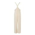 thumbnail image 5 of FUNUONY Women's Casual Loose Overalls Jumpsuits One Piece Sleeveless Wide Leg Long Pant Rompers with Pockets Women's Fashion Baggy Loose Linen Overalls Jumpsuit Beige Xxl, 5 of 5