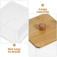 thumbnail image 3 of GOOHOCHY Transparent Makeup Vanity Organizer with Wooden Lid for Storing Cotton Swabs Balls and Rounds Material, 3 of 8