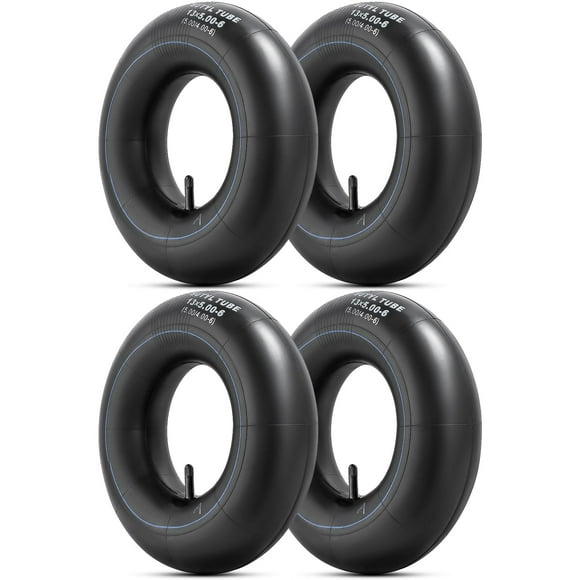 4 Pcs 13x5.0-6(5.0/4.0) Chambres à Air de Remplacement avec Tige de Valve Droite TR13 Compatible avec Brouettes, Tondeuses, Camions à Main et Plus 13x5.0-6, 5.0/4.0-6 Chambres à Air