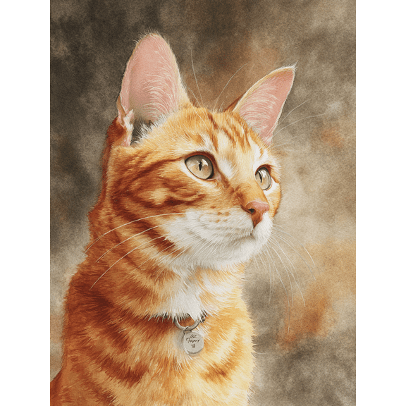 Orange Tabby Cat Portrait Canvas Wall Art,Animal Decor for Living Room Bedroom Cafe Gallery
