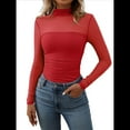 thumbnail image 3 of Blusa Sexy de Larga con Cuello Alto para Mujer, de Transparente y Fruncida, Ideal para Salir. Rojo S, 3 of 9