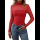 thumbnail image 3 of Blusa Sexy de Larga con Cuello Alto para Mujer, de Transparente y Fruncida, Ideal para Salir. Rojo M, 3 of 9