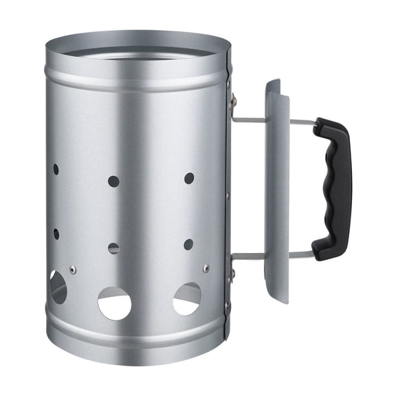 Charcoal Chimney Starter, 4lbs Large Capacity Grill Starter, Heavy Duty Steel BBQ Chimney for Charcoal Grill, Rapid Lighting Silver BBQ Tool