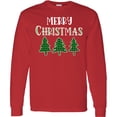 thumbnail image 3 of Inktastic Merry Christmas Green Plaid Christmas Trees Long Sleeve T-Shirt, 3 of 5
