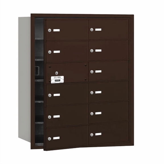 4B  Horizontal Mailbox (Includes Master Commercial Lock) - 12 B Doors (11 usable) - Bronze - Front Loading - Private Access